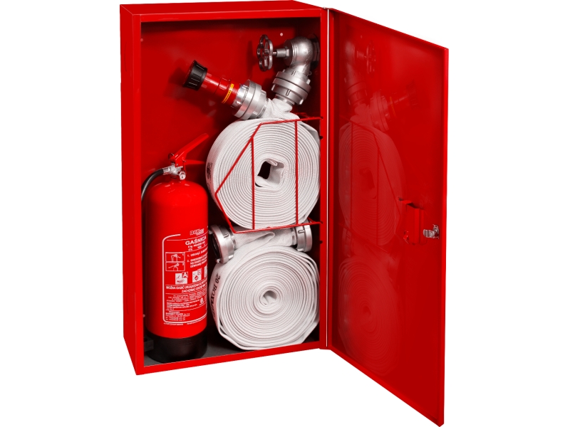 Hydrant wewnętrzny DN52 ECO z miejscem na gaśnicę oraz dodatkowym wężem